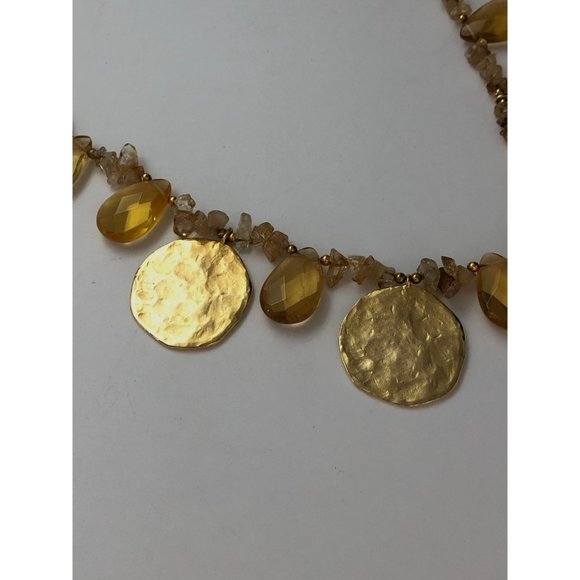 Kenneth Jay Lane Satin Gold Disc and Citrine Necklace - Picture 6 of 8